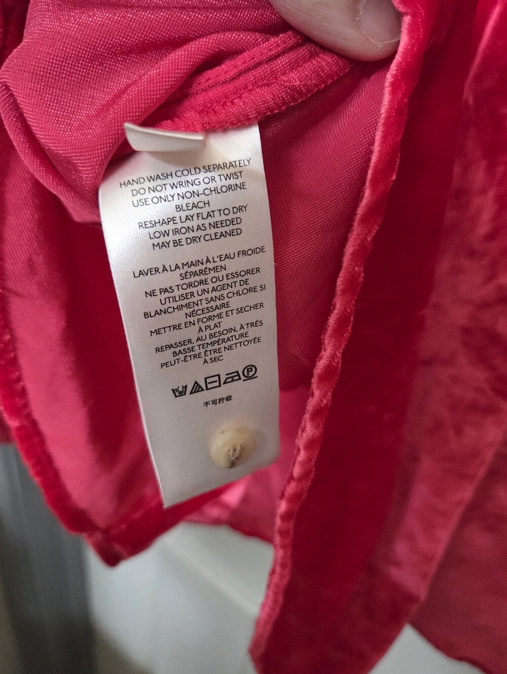 Pilcro Red Velvet Button-Down Shirt Holiday Parth Whimsigoth Going Out Size Lg. - Picture 14 of 15
